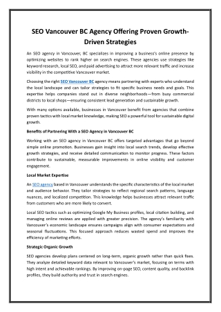 SEO Agency SEO Vancouver BC Proven Strategies for Business Growth