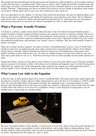 What is the Actual Variation Between Lemon Law and Warranty Law?