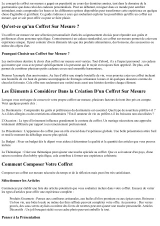 Coffret Sur Mesure : Guide Complet pour les Débutants