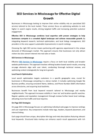 SEO Services in Mississauga for Effective Digital Growth