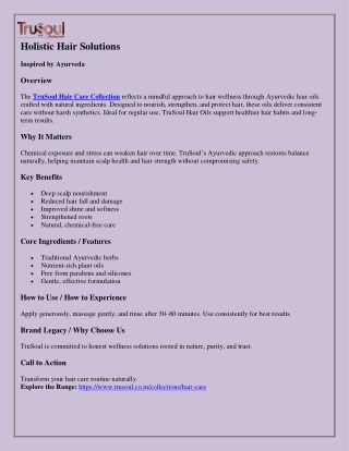 TruSoul Hair Care Collection – Clean, Ayurvedic Care for Strong and Shiny Hair