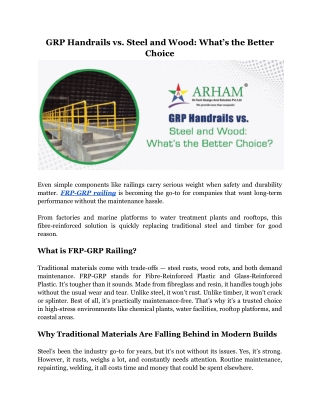 GRP Handrails vs. Steel and Wood_ What’s the Better Choice_