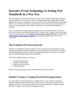 Kuwait’s Event Technology Is Setting New Standards in a New Era