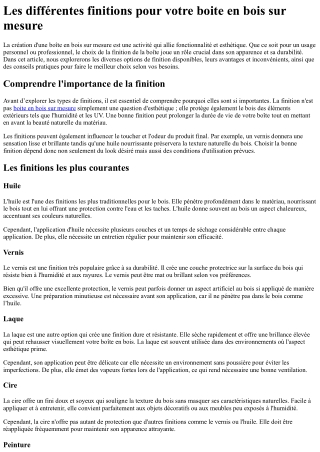 Les différentes finitions pour votre boite en bois sur mesure