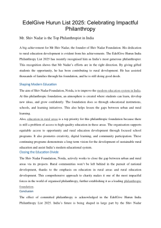 EdelGive Hurun List 2025 - Celebrating Impactful Philanthropy