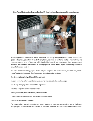 How Payroll Outsourcing Services Can Simplify Your Business Operations and Improve Accuracy