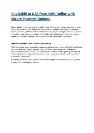 Buy Rakhi to USA from India Online with Secure Payment Options