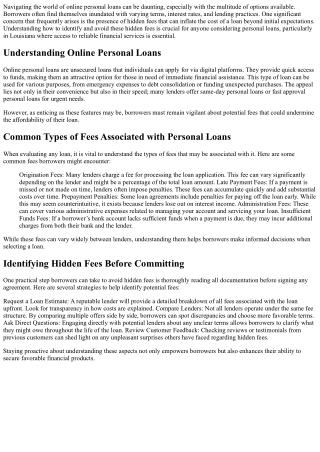 Finding No Hidden Fees in the World of Online Personal Loans