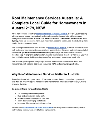 Roof Maintenance Services Australia_ A Complete Local Guide for Homeowners in Austral 2179, NSW (1)