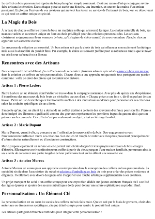 L’Artisanat derrière le Coffret en Bois Personnalisé : Rencontre avec des Créate