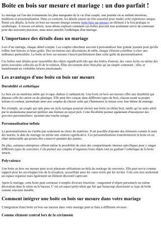 Boite en bois sur mesure et mariage  un duo parfait !