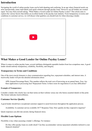 “What Makes a Good Lender for Online payday loans?”