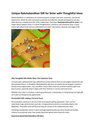 Unique Rakshabandhan Gift for Sister with Thoughtful Ideas