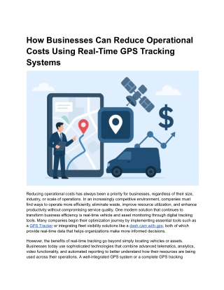How Businesses Can Reduce Operational Costs Using Real-Time GPS Tracking Systems
