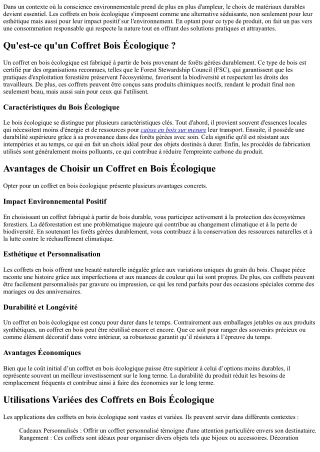 Pourquoi Opter pour un Coffret Bois Écologique ?