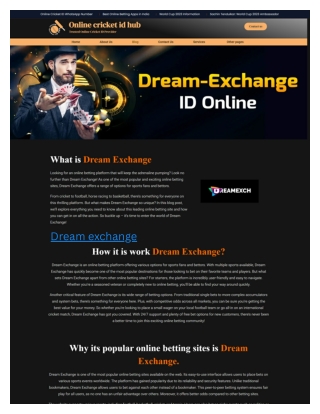 Dream Exchange – Online Betting & Casino Guide – Online Cricket ID Hub