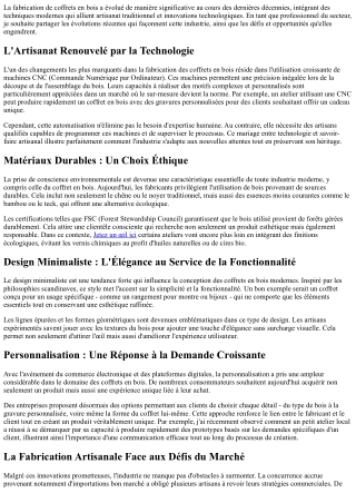 Les Innovations dans la Fabrication des Coffrets en Bois Modernes