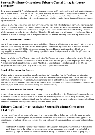 New York Apartment vs Florida Condo: Seasonal Residence Comparison for Winter