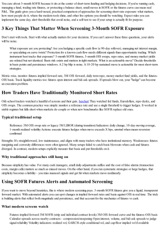 Cut to the Chase: Screening 3-Month SOFR for Short-Term Rate Exposure