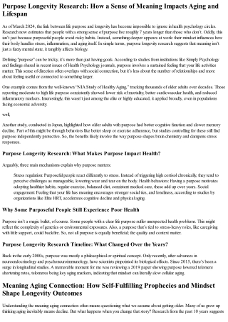 Does Having a Purpose Actually Extend Lifespan?