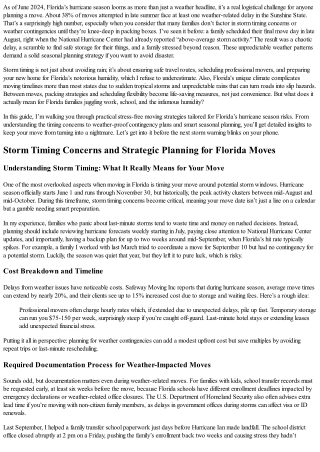 Moving During Hurricane Season Florida Risks: Navigating Storm Timing Concerns