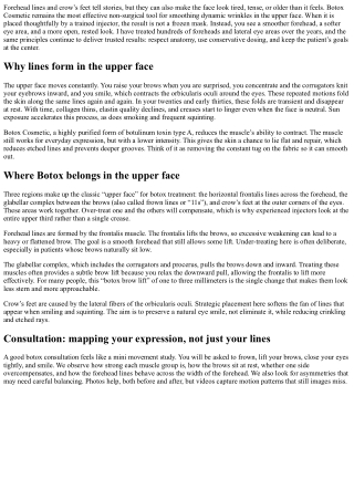 Botox for Forehead Lines and Crow’s Feet: Treating the Upper Face