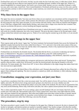 Botox for Forehead Lines and Crow’s Feet: Treating the Upper Face