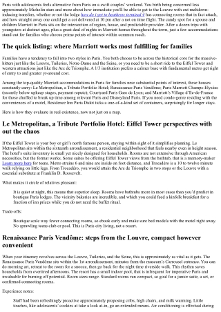 Best Marriott Hotel in Paris for Families Near Major Attractions