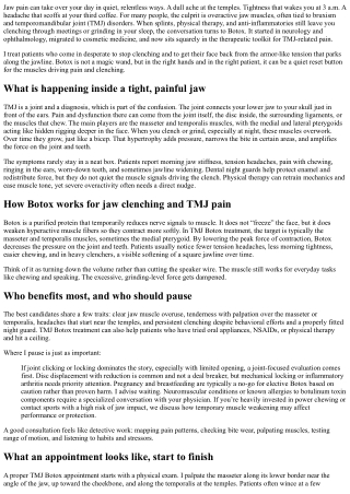 TMJ Botox Treatment: Can Botox Help Jaw Pain and Clenching?