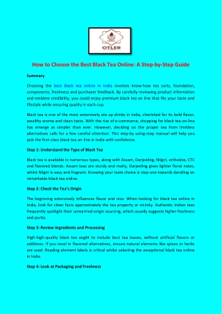 How to Choose the Best Black Tea Online A Step-by-Step Guide