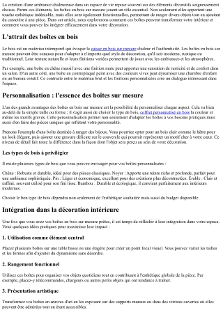 Créer une ambiance chaleureuse avec des boîtes en bois sur mesure