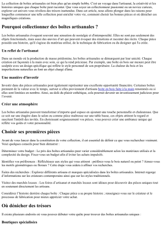 Démarrez votre collection de boîtes artisanales dès aujourd'hui !