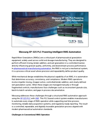 Messung XP-325 PLC Powering Intelligent RMG Automation