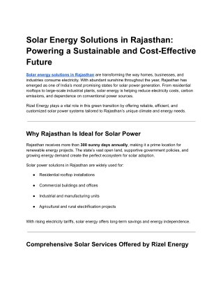 Solar Energy Solutions in Rajasthan_ Powering a Sustainable and Cost-Effective Future