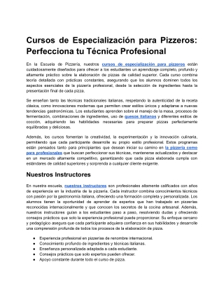 Cursos de Especialización para Pizzeros - Perfecciona tu Técnica Profesional