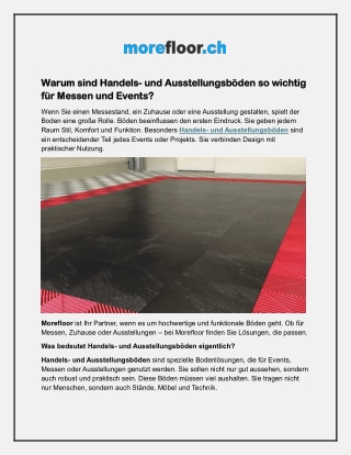 Warum sind Handels- und Ausstellungsböden so wichtig für Messen und Events?