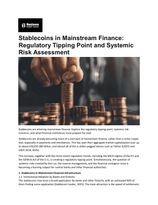 The Growing Impact of Stablecoins on Mainstream Finance
