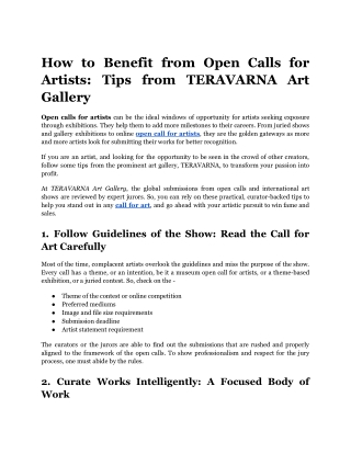 How to Benefit from Open Calls for Artists_ Tips from TERAVARNA Art Gallery