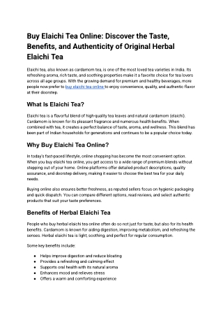 Buy Original Elaichi Tea Online – Premium Herbal Elaichi Tea for Daily Enjoyment