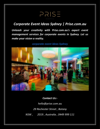 Corporate Event Ideas Sydney  Prise.com.au