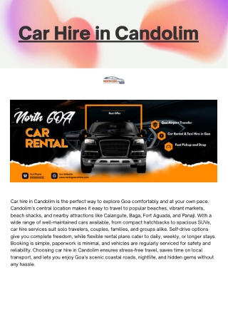 Car Hire in Candolim