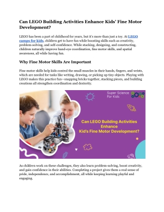 Can LEGO Building Activities Enhance Kids’ Fine Motor Development?