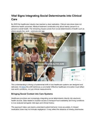 Vital Signs Integrating Social Determinants into Clinical Care