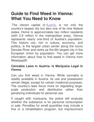 Guide to Find Weed in Vienna What You Need to Know