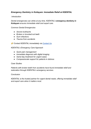 Emergency Dentistry in Kottayam Immediate Relief at KDENTAL