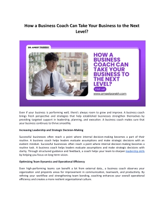 How a Business Coach Can Take Your Business to the Next Level?