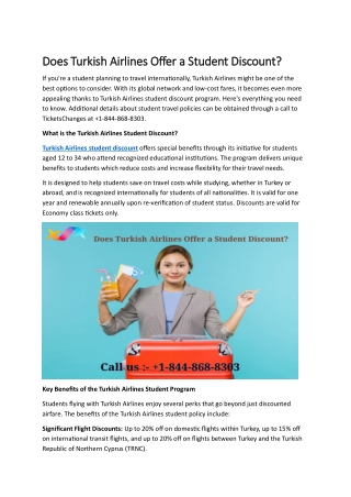 1-844-868-0930 Does Turkish Airlines Offer a Student Discount?