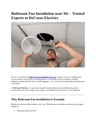 Bathroom Fan Installation near Me