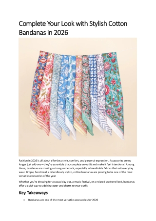 Complete Your Look with Stylish Cotton Bandanas in 2026