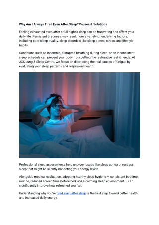 Why Am I Always Tired Even After Sleep? Causes & Solutions